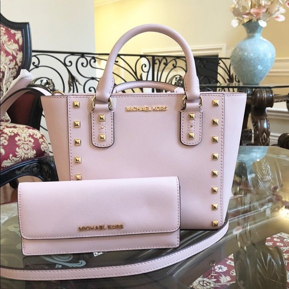 NWT Michael Kors Sandrine Studded handbag&wallet - Picture 1 of 8